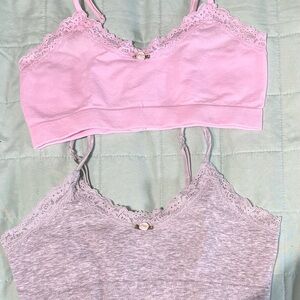 SKIMS COTTON SEAMLESS GIRLS SCOOP BRALETTE 2-PACK :pink and grey 
SIZE:6/7 (S)
